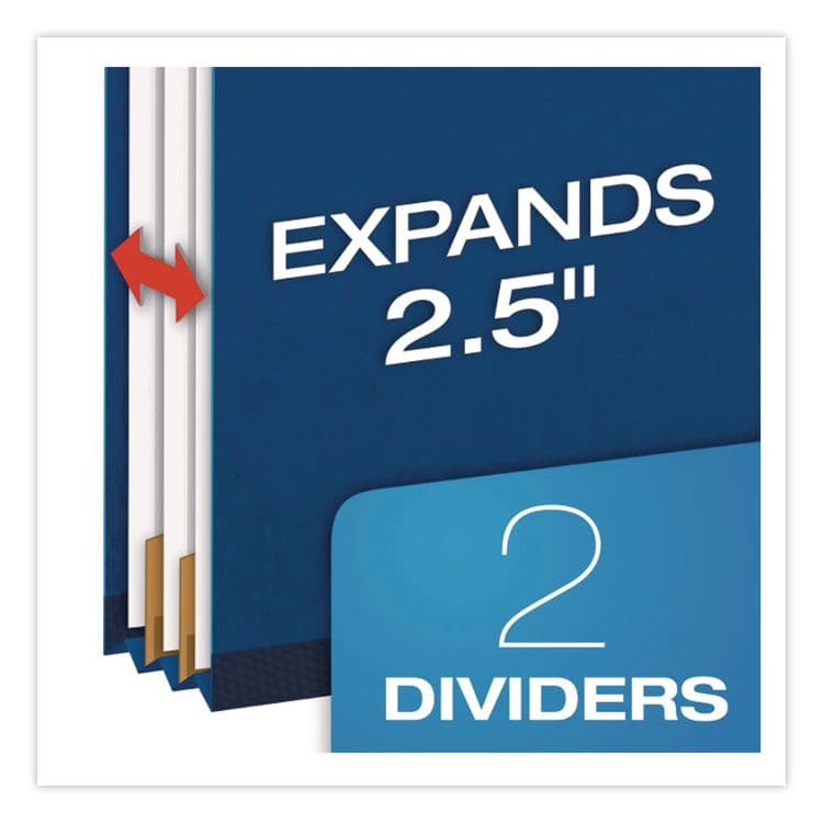 TOPS BUSINESS FORMS Pressboard Top Tab Classification Folders, 2/5-Cut Tab, Expands 2.5", 2 Dividers, 6 Fasteners, Legal Size, Dark Blue, 10/Box (PFX29035P) thumbnail 3