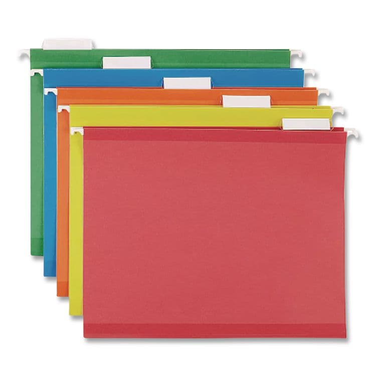 TOPS BUSINESS FORMS Glow Poly Hanging File Folders, Letter Size, 1/5-Cut Tabs, Assorted Colors, 12/Box (PFX81673) thumbnail 2
