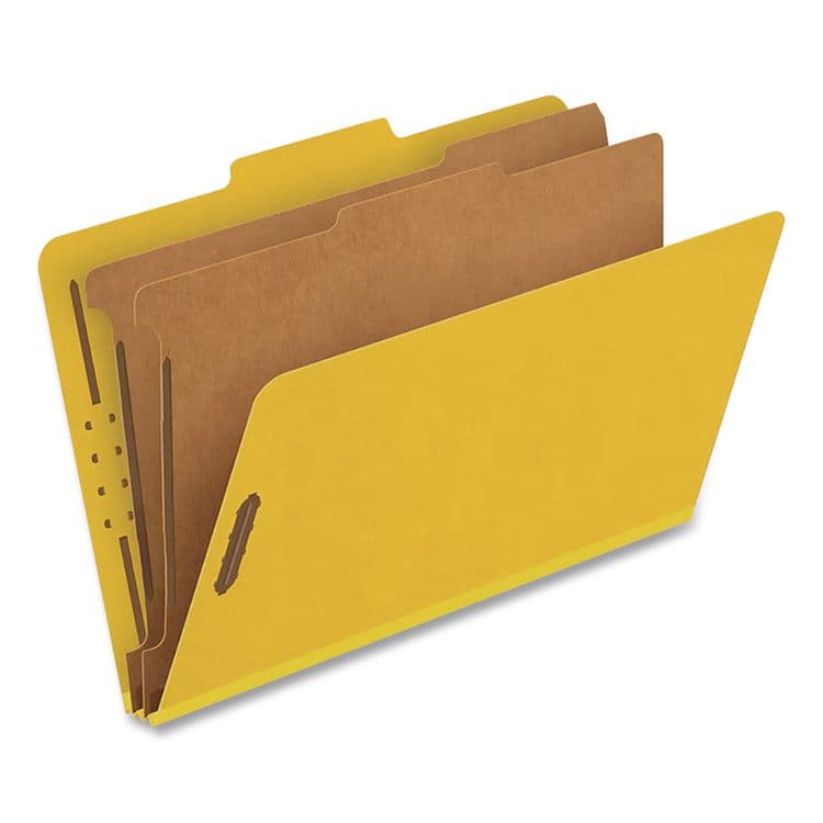 TOPS BUSINESS FORMS Pressboard Top Tab Classification Folders, 2/5-Cut Tab, Expands 2.5", 2 Dividers, 6 Fasteners, Legal Size, Yellow, 10/Box (PFX29034P) thumbnail 2