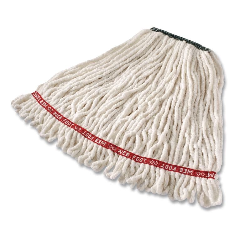 RUBBERMAID COMMERCIAL PROD. Super Stitch Cotton Looped End Wet Mop Head, 20 oz Capacity, Medium, White, 1" White Headband (RCP11206WH00) thumbnail 4