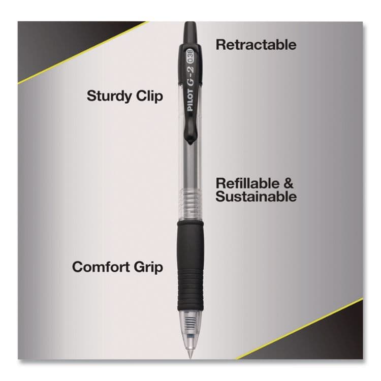 PILOT CORP. OF AMERICA G2 Premium Gel Pen, Retractable, Extra-Fine 0.38 mm, Black Ink, Clear/Black Barrel, 5/Pack (PILG23C5BLK) thumbnail 4