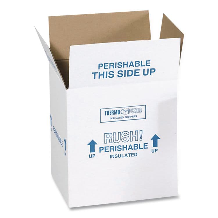 THE PACKAGING WHOLESALERS Insulated Shipping Container, 1.5" Foam Insert, 9" x 11" x 15", White/Blue (PKG212C) thumbnail 2