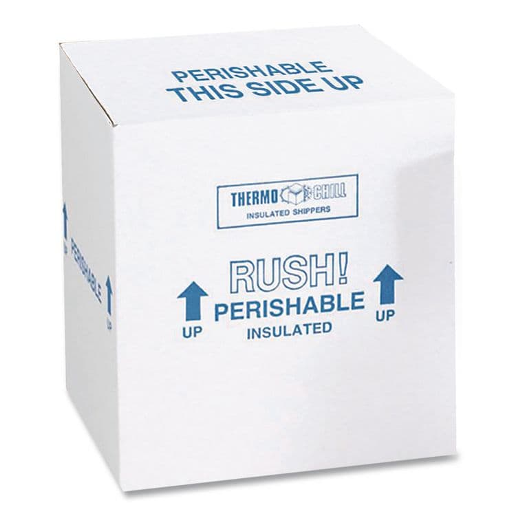 THE PACKAGING WHOLESALERS Insulated Shipping Container, 1.5" Foam Insert, 9" x 11" x 15", White/Blue (PKG212C) thumbnail 4