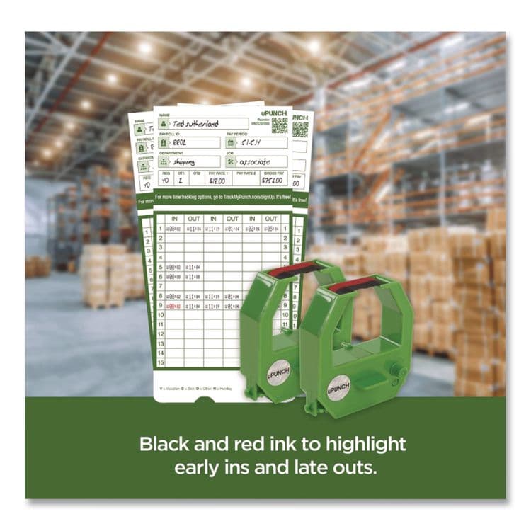 WORKWELL TECHNOLOGIES HNRG10 Time Clock Ribbon, Black/Red (PPZHNRG10) thumbnail 4