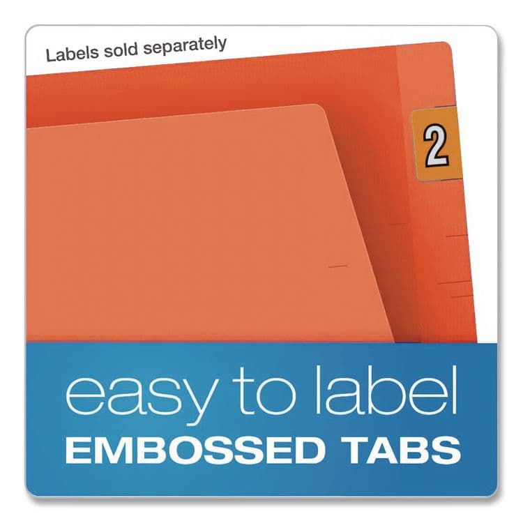 TOPS BUSINESS FORMS Colored End Tab Folders with Reinforced Double-Ply Straight Cut Tabs, Letter Size, 0.75" Expansion, Orange, 100/Box (PFXH110DOR) thumbnail 4