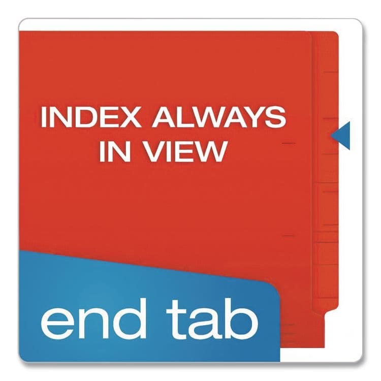 TOPS BUSINESS FORMS Colored End Tab Folders with Reinforced Double-Ply Straight Cut Tabs, Letter Size, 0.75" Expansion, Red, 100/Box (PFXH110DR) thumbnail 3