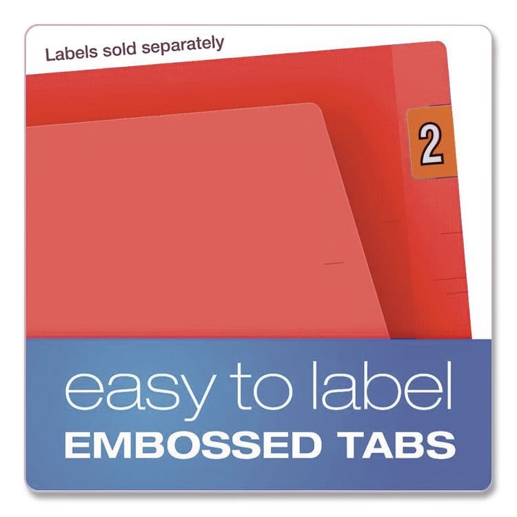 TOPS BUSINESS FORMS Colored End Tab Folders with Reinforced Double-Ply Straight Cut Tabs, Letter Size, 0.75" Expansion, Red, 100/Box (PFXH110DR) thumbnail 4