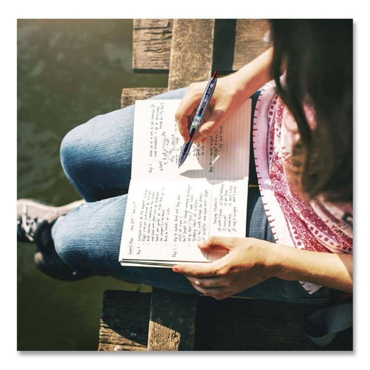 PILOT CORP. OF AMERICA B2P Bottle-2-Pen Recycled Ballpoint Pen, Retractable, Fine 0.7 mm, Red Ink, Translucent Blue Barrel, Dozen (PIL34602) thumbnail 4