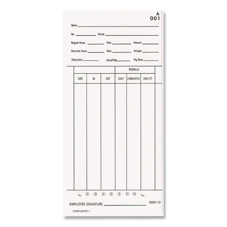 PYRAMID TECHNOLOGIES, . Time Clock Cards for 3800 Time Clock, 100/Pack (PTI380010) thumbnail 4