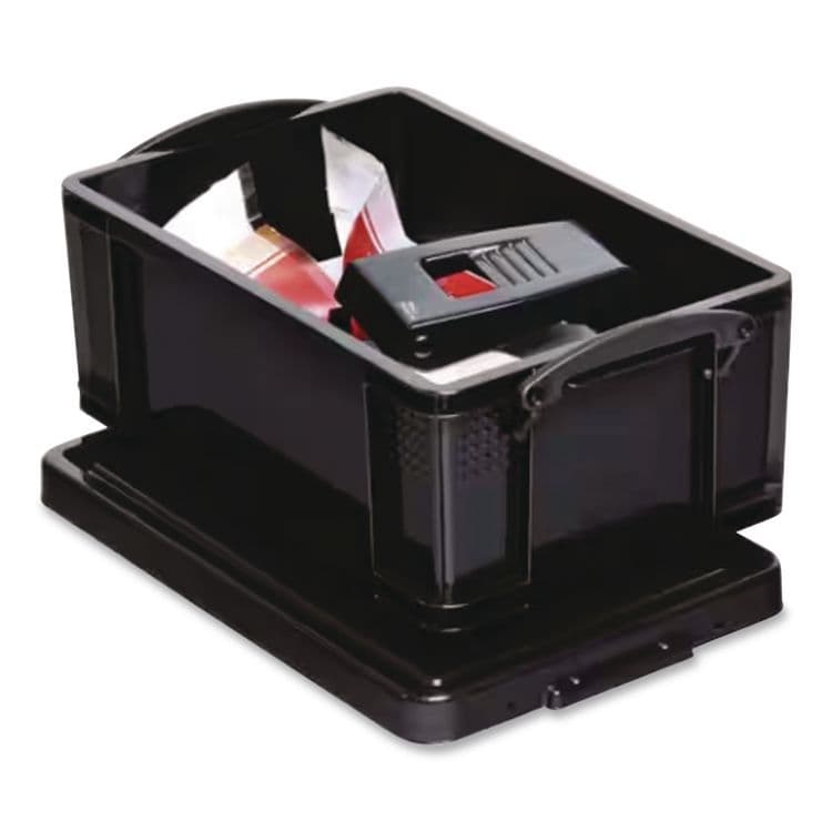 REALLY USEFUL BOXES . 9.51 Qt. Latch Lid Storage Tote, 15.55" x 10.04" x 6.1", Solid Black (RUA9BKPK4) thumbnail 2
