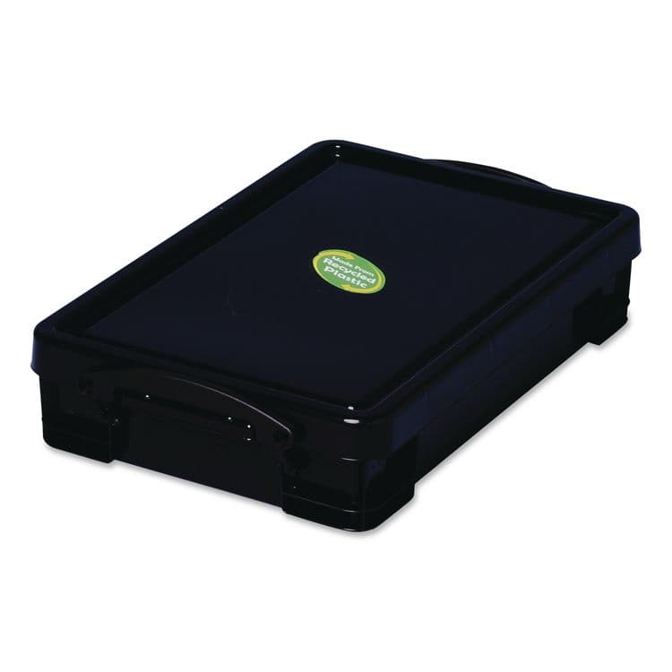 REALLY USEFUL BOXES . 4.23 Qt. Latch Lid Storage Tote, 15.55" x 10.04" x 3.46", Solid Black (RUA4BKPK4) thumbnail 2