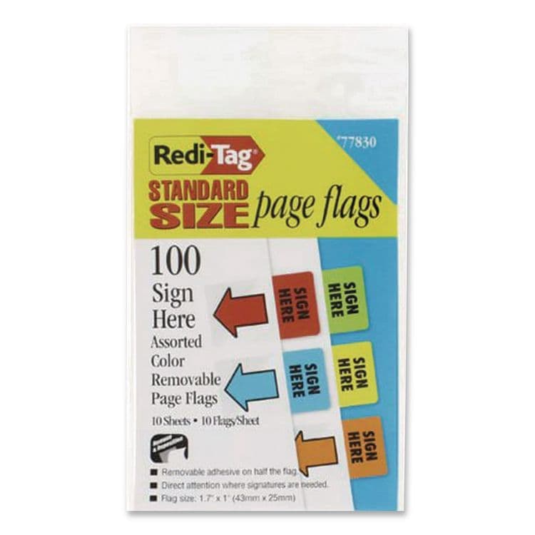 REDI-TAG CORPORATION Removable Sign Here Flags, Assorted Colors, 100/Pack (RTG77830) thumbnail 3