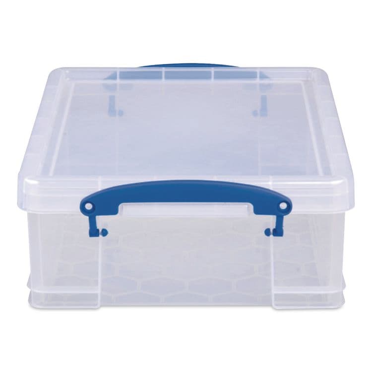 REALLY USEFUL BOXES . Snap-Lid Storage Bin, 2.14 gal, 11" x 14" x 5", Clear/Blue (RUA81C) thumbnail 4
