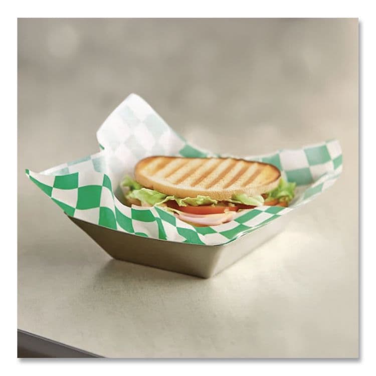 BAGCRAFT Grease-Resistant Paper Wraps and Liners, 12 x 12, Green Check, 1,000/Box, 5 Boxes/Carton (BGC057950) thumbnail 4