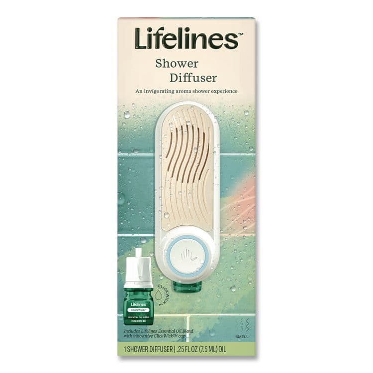 LIFELINES Evaporative Aromatherapy Essential Oil Shower Diffuser/Crisp Mountain Air-Mint and Eucalyptus Oil,4.7 x 4.7 x 7.2,White/Ivory (LLN111501) thumbnail 3