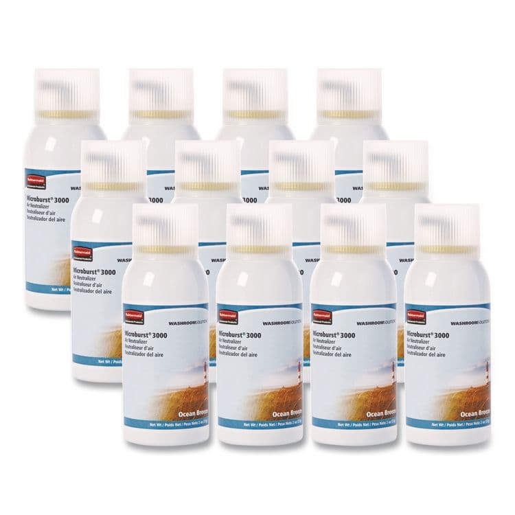RUBBERMAID COMMERCIAL PROD. Microburst 3000 Refill, Ocean Breeze, 2 oz Aerosol Spray, 12/Carton (RCP4012581)