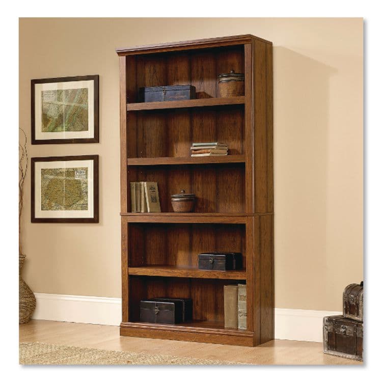 SAUDER WOODWORKING COMPANY Select Collection Bookcase, Five-Shelf, 35.27w x 13.22d x 69.76h, Oiled Brown (SWC410367) thumbnail 4