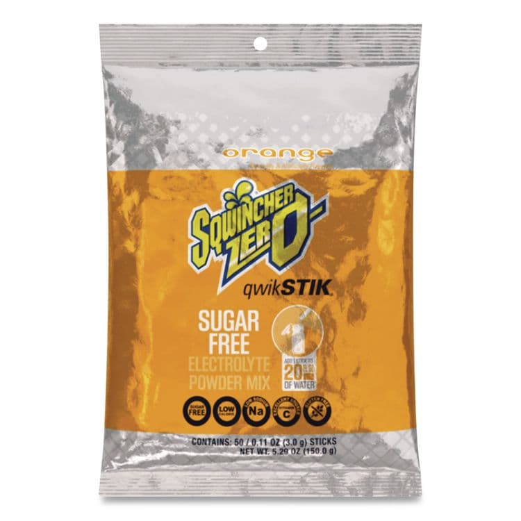 SQWINCHER CORP Sugar-Free Qwik Stik Energy Drink Mix, Orange, 1.26 oz Packet, 50/Pack (SQW060100OR)