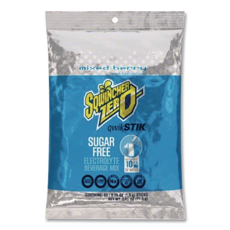 SQWINCHER CORP Sugar-Free Qwik Stik Energy Drink Mix, Berry, 1.26 oz Packet, 50/Pack (SQW060101MB)