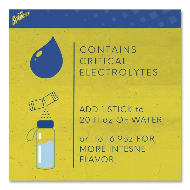 SQWINCHER CORP Sugar-Free Qwik Stik Energy Drink Mix, Lemonade, 1.26 oz Packet, 50/Pack (SQW060103LA) thumbnail 3