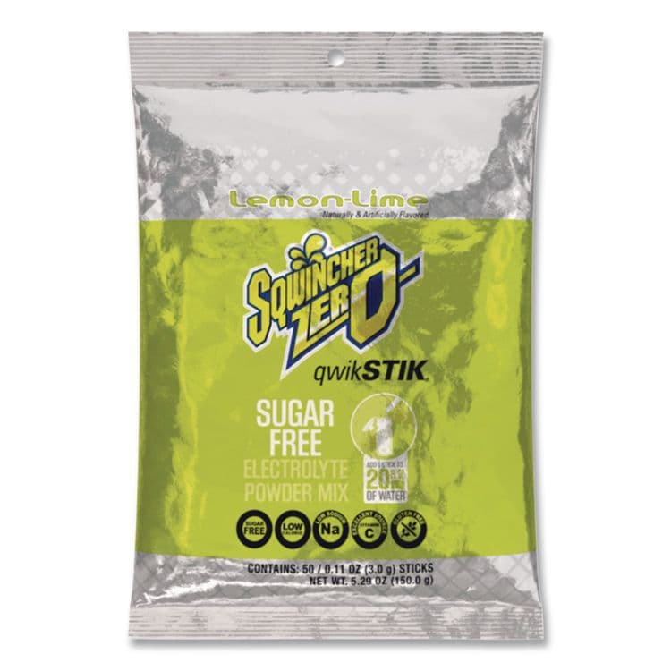 SQWINCHER CORP Sugar-Free Qwik Stik Energy Drink Mix, Lemonade, 1.26 oz Packet, 50/Pack (SQW060103LA)