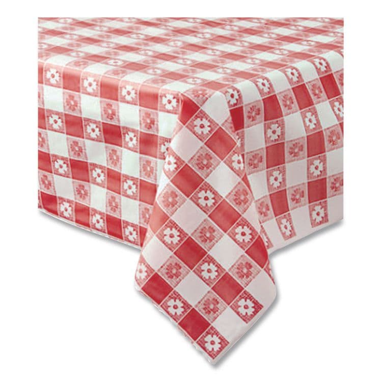 TABLEMATE PRODUCTS, CO. Table Set Rectangular Table Covers, Heavyweight Plastic, 54" x 108", Plaid Red/White, 6/Pack (TBL549RDG) thumbnail 4