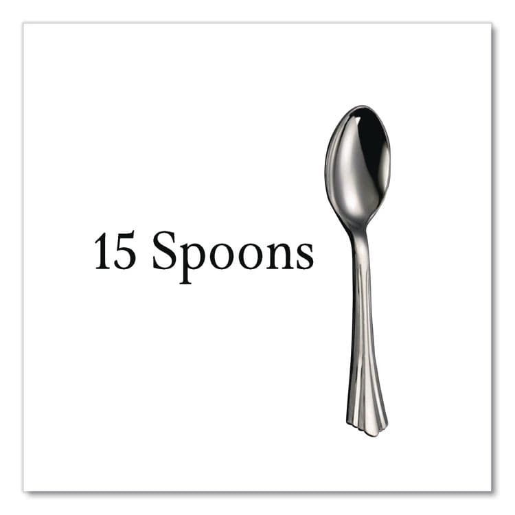 TABLEMATE PRODUCTS, CO. Sterling Heavy-Duty Plastic Cutlery, Spoon, Silver, 50/Pack (TBL8305SSV) thumbnail 2
