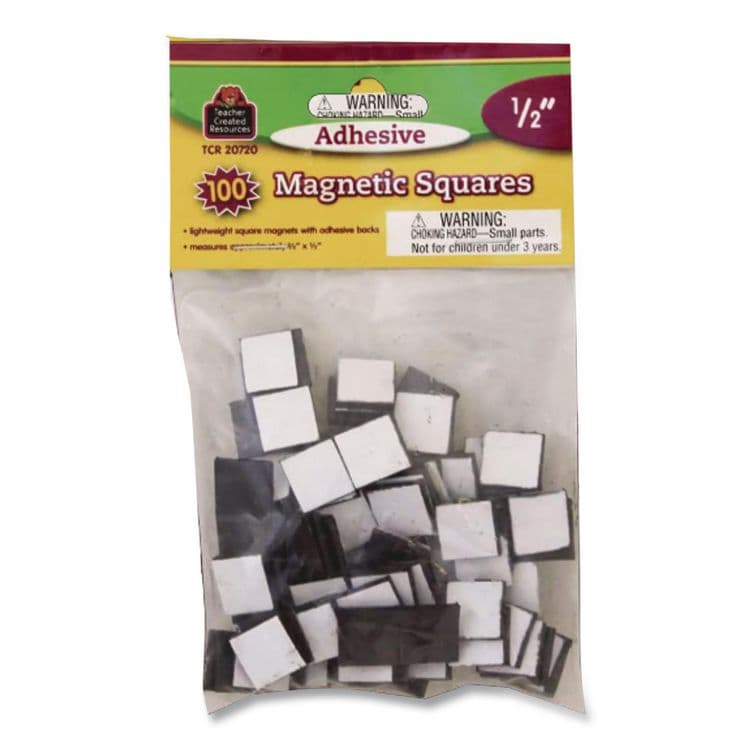 TEACHER CREATED RESOURCES Adhesive Magnetic Squares, 0.5" x 0.5", Black, 100/Set (TCR20720)