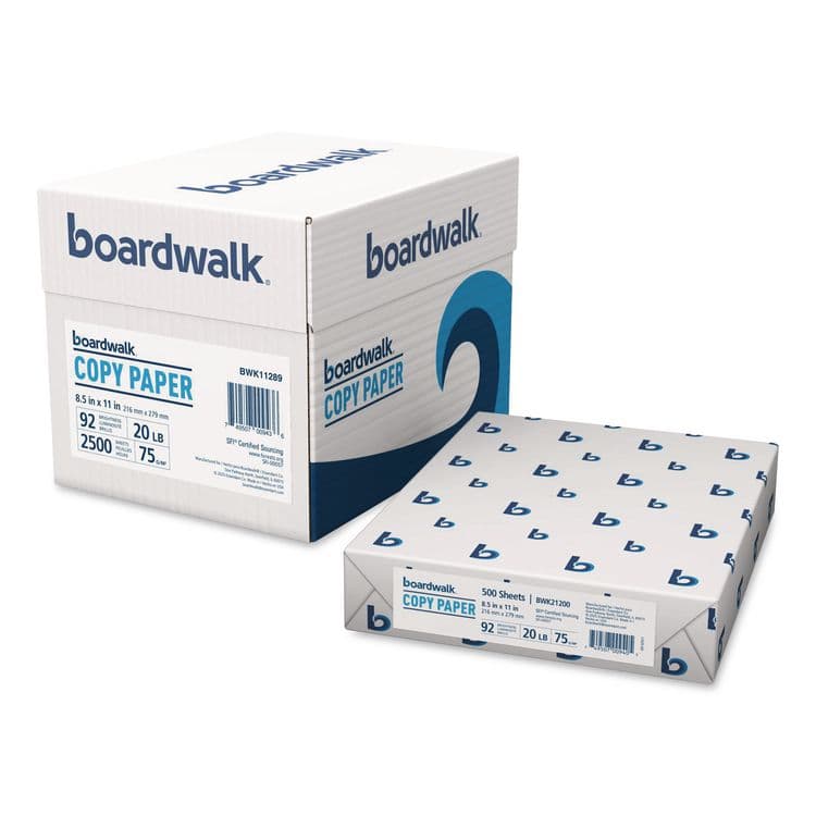 BOARDWALK Convenience Carton Copy Paper, 92 Bright, 20 lb Bond Weight, 8.5 x 11, White, 500 Sheets/Ream, 5 Reams/Carton (BWK11289)