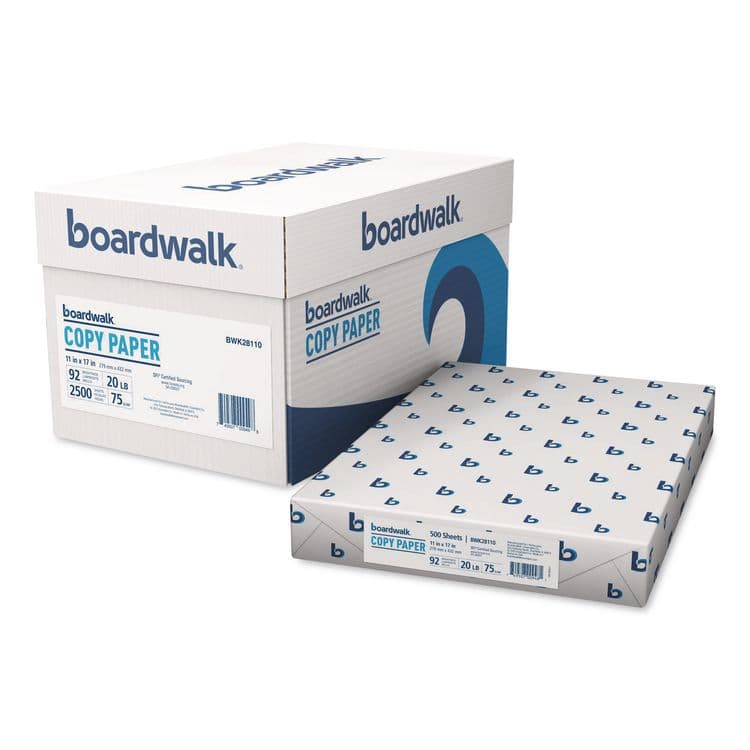 BOARDWALK Ledger Size Copy Paper, 92 Bright, 20 lb Bond Weight, 11 x 17, White, 500 Sheets/Ream, 5 Reams/Carton (BWK28110)