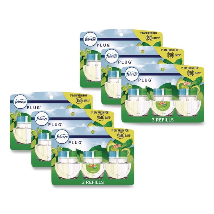 PROCTER & GAMBLE PLUG Air Freshener Refills, Gain Scent, 2.63 oz, 3/Pack, 6 Packs/Carton (PGC13842)