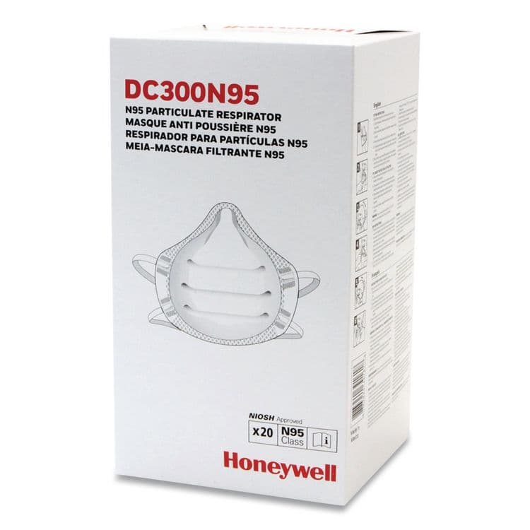 HONEYWELL ENVIRONMENTAL ONE-Fit N95 Single-Use Molded-Cup Particulate Respirator, One Size Fits Most, White, 10/Pack (HWLDC300N95)