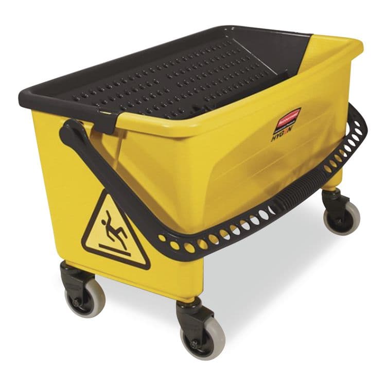 RUBBERMAID COMMERCIAL PROD. HYGEN Press Wring Bucket for Microfiber Flat Mops, 43 qt, Yellow/Black (RCPQ900)