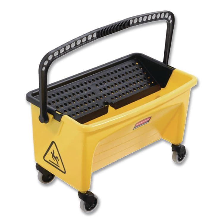 RUBBERMAID COMMERCIAL PROD. HYGEN Press Wring Bucket for Microfiber Flat Mops, 43 qt, Yellow/Black (RCPQ900) thumbnail 3