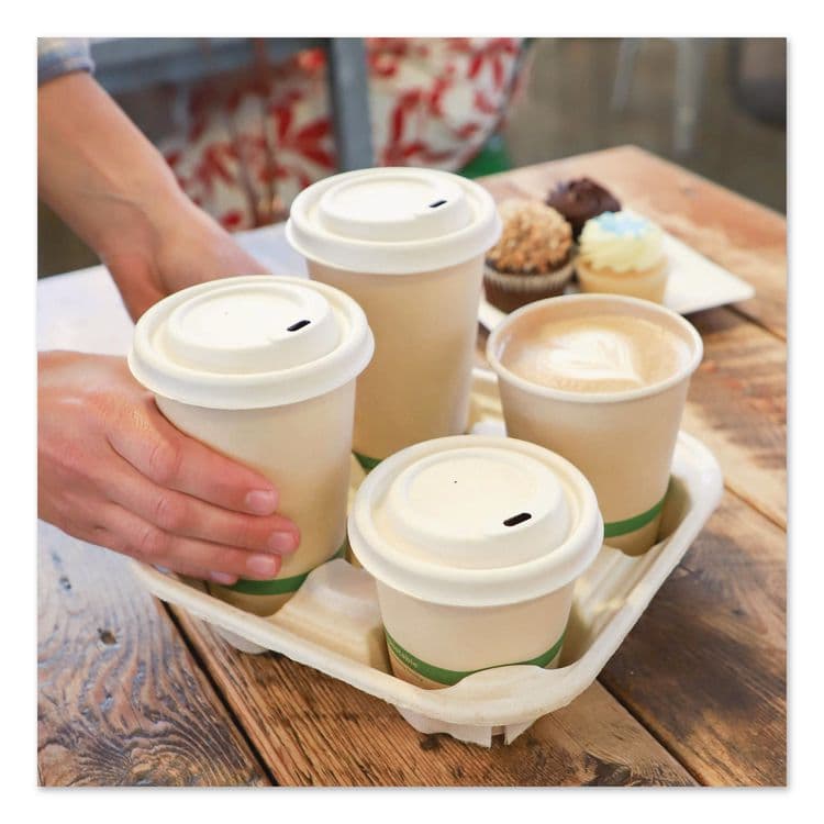 WORLD CENTRIC Fiber Lids for Cups, Fits 10 to 20 oz Hot Cups, Natural, 1,000/Carton (WORCULFB12GNLF) thumbnail 2