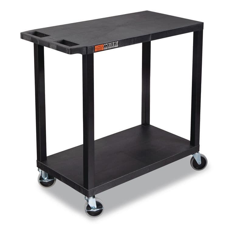 LUXOR WORKSPACES, LLC TUFFY XL Two-Shelf Multipurpose Utility Cart, Plastic, 400 lb Capacity, 35.25" x 18" x 33, Black (LXCEC22B)
