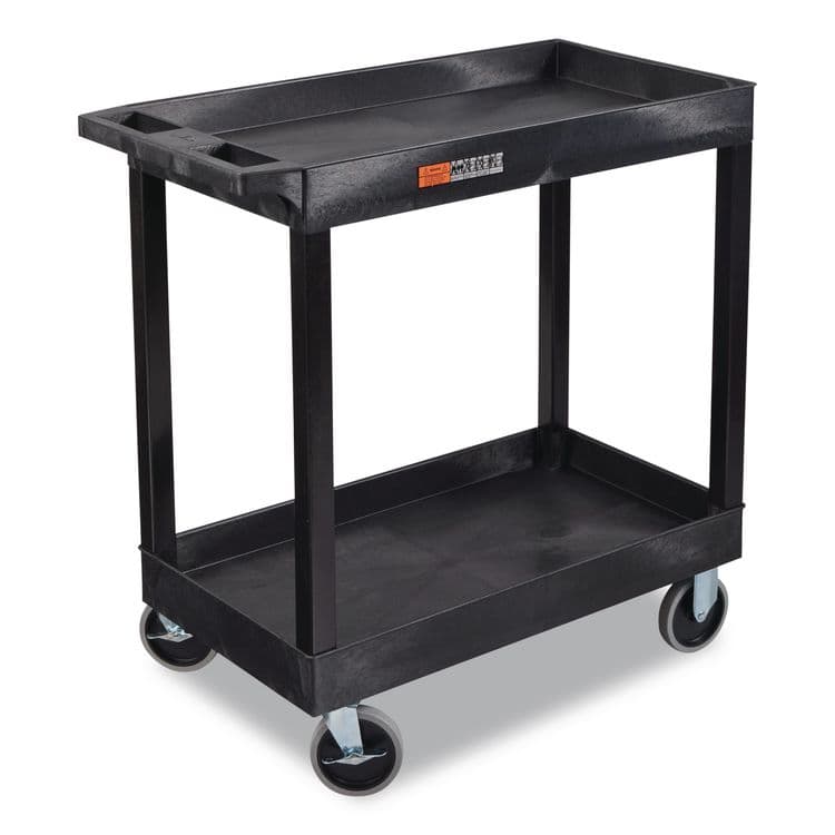 LUXOR WORKSPACES, LLC TUFFY XL Two-Shelf Heavy-Duty Multipurpose Utility Cart, Plastic, 500 lb Capacity, 35.25" x 18" x 35.5", Black (LXCEC11HDB)