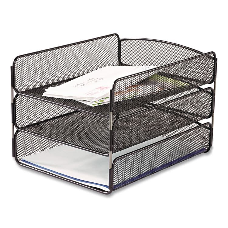 SAFCO PRODUCTS Onyx Desk Tray, 3 Sections, Letter Size Files, 9.25" x 11.75" x 8", Black (SAF3271BL) thumbnail 2