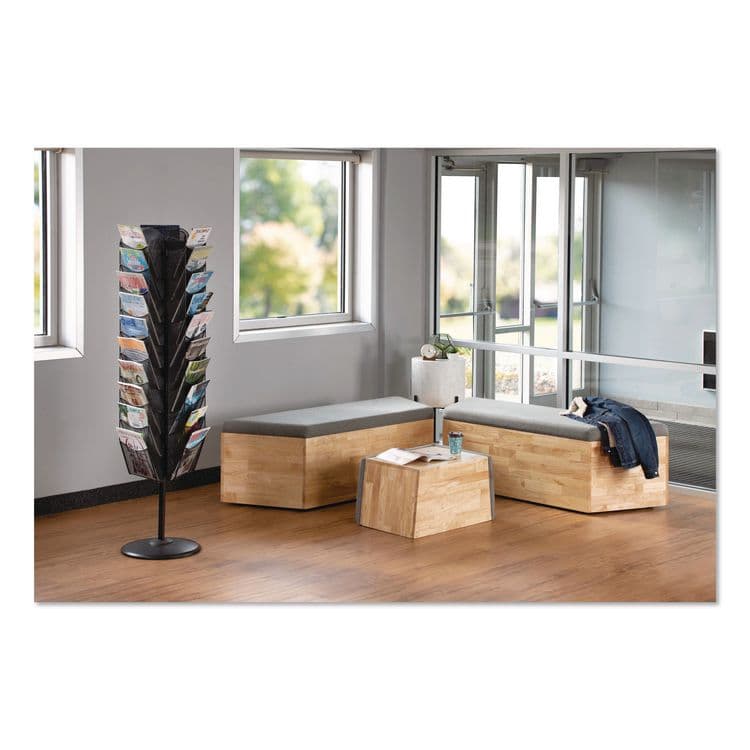 SAFCO PRODUCTS Onyx Mesh Rotating Magazine Display, 30 Compartments, 16.5w x 16.5d x 66h, Black (SAF5577BL) thumbnail 4