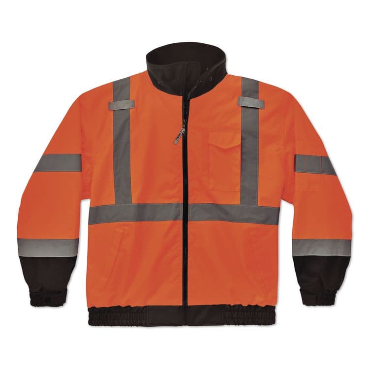 ERGODYNE CORPORATION GloWear 8379 Class 3 Hi-Vis Fleece Lined Bomber Jacket, X-Small, Orange (EGO24461) thumbnail 2