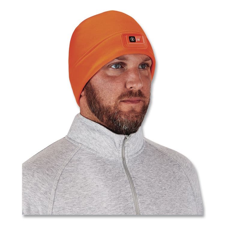 TENACIOUS HOLDINGS, . N-Ferno 6801 Winter Skull Cap with LED Rechargeable Light, Fleece, One Size Fits Most, Orange (EGO16791) thumbnail 3