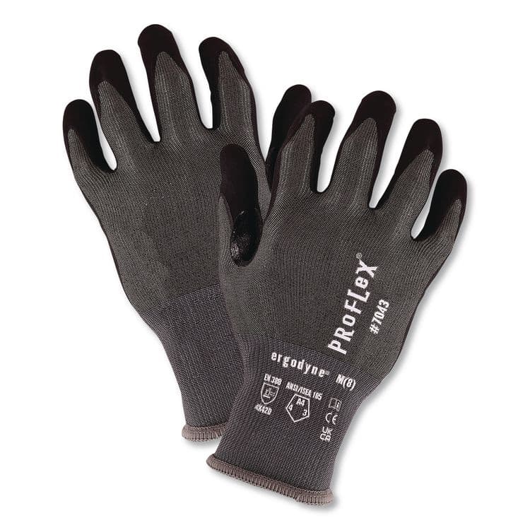 ERGODYNE CORPORATION ProFlex 7043 ANSI A4 Nitrile Coated CR Gloves, EN388: 4X42D, 7.5" Long, 3X-Large (12), Gray, Pair (EGO10527)