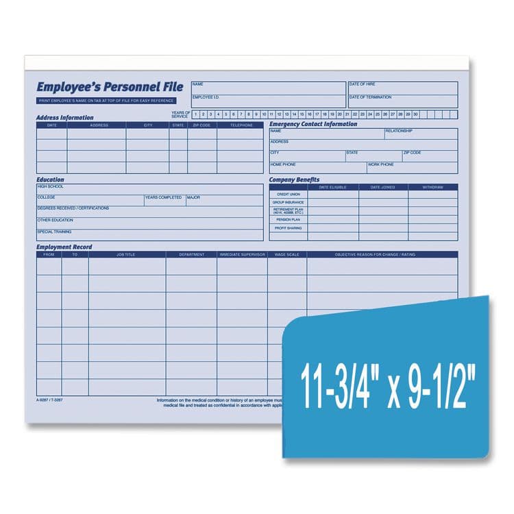 CARDINAL BRANDS . Employee Personnel File Jacket, Unpunched, Straight Tab, Letter Size, Blue, 20/Pack (ABF9287) thumbnail 4