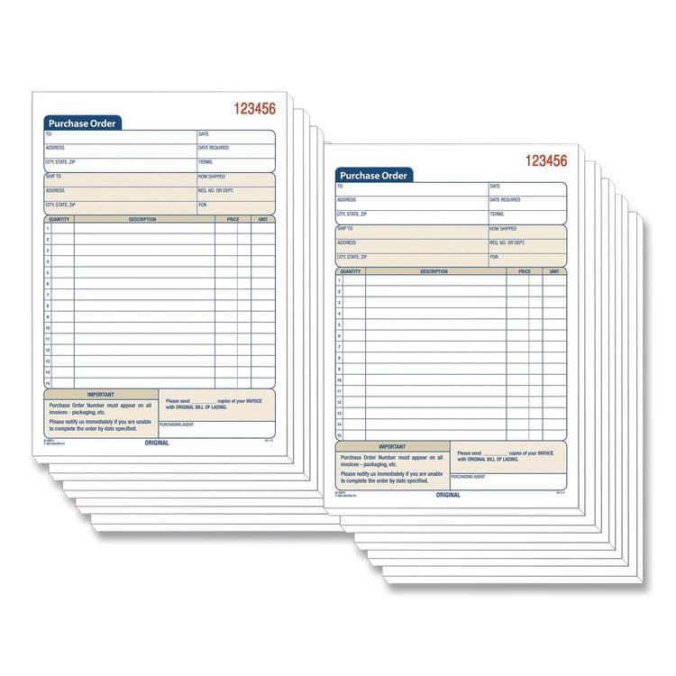 CARDINAL BRANDS . Multipart Purchase Order Pad, Three-Part Carbonless, 8.44 x 5.56, 50 Sets/Pad,10 Pads/Pack (ABFTC583110)