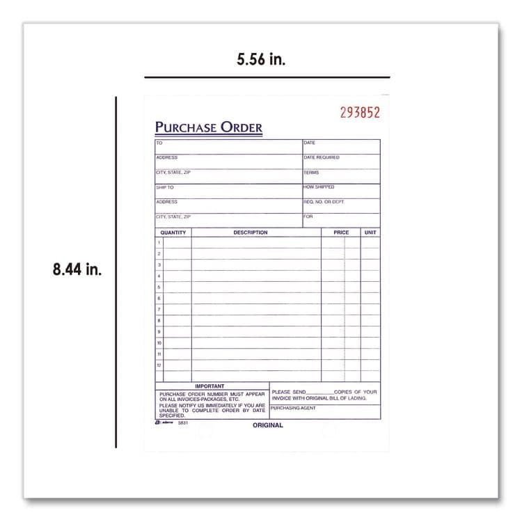 CARDINAL BRANDS . Multipart Purchase Order Pad, Three-Part Carbonless, 8.44 x 5.56, 50 Sets/Pad,10 Pads/Pack (ABFTC583110) thumbnail 3