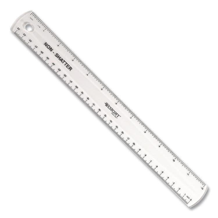 ACME UNITED CORPORATION Transparent Shatter-Resistant Plastic Ruler, Standard/Metric, 12" Long, Clear (WTC45012) thumbnail 4