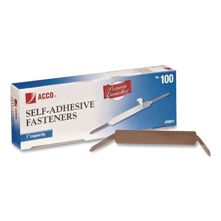 ACCO BRANDS, . Premium Self-Adhesive Two-Prong Paper Fastener Bases, 1" Capacity, 2.75" Center to Center, Silver, 100/Box (ACC70011) thumbnail 3