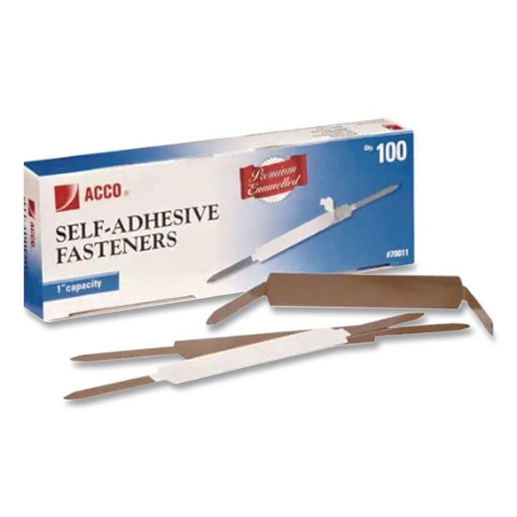 ACCO BRANDS, . Premium Self-Adhesive Two-Prong Paper Fastener Bases, 1" Capacity, 2.75" Center to Center, Silver, 100/Box (ACC70011) thumbnail 4