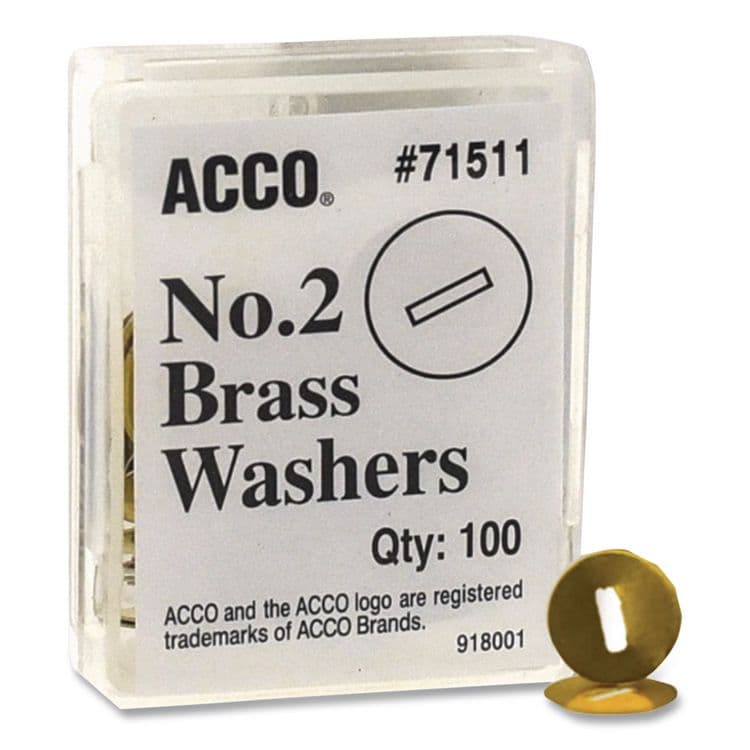 ACCO BRANDS, . #2 Washers for Two-Prong Fasteners, 1.25" Diameter, Brass, 100/Box (ACC71511) thumbnail 4