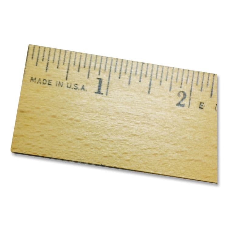ACME UNITED CORPORATION Flat Wood Ruler with Two Double Brass Edges, Standard/Metric, 12", Clear Lacquer Finish (ACM05221) thumbnail 3